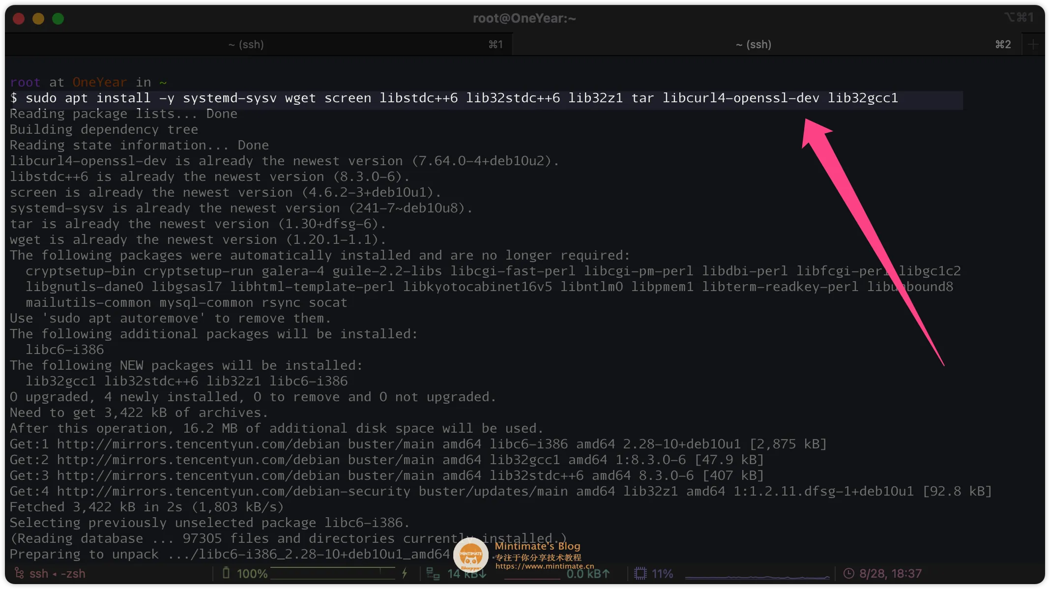 使用软件包管理器安装依赖