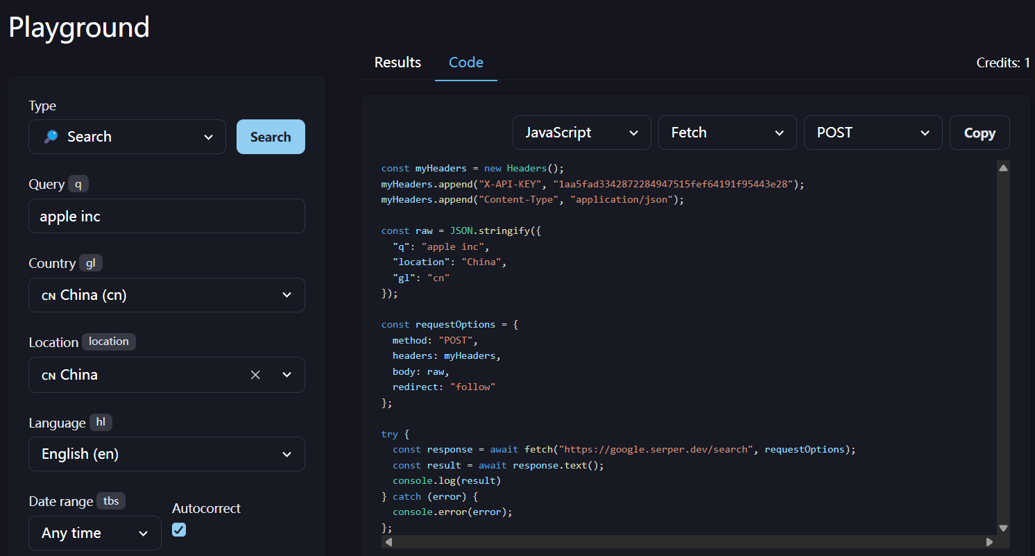 Serper:免费使用2500次谷歌搜索结果的API工具-1 Serper:免费使用2500次谷歌搜索结果的API工具-1