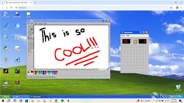 只需打开网页:完美怀旧体验Windows XP!扫雷、画图都不在话下