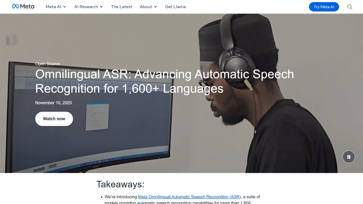 Omnilingual ASR - Meta推出的多语言语音识别框架
